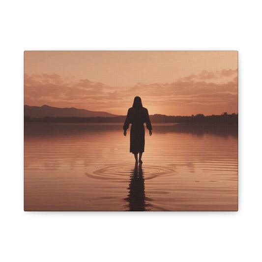 Serene Sunset Canvas Art - Ethereal Figure at Dusk - Perfect Home Decor for Meditation Spaces