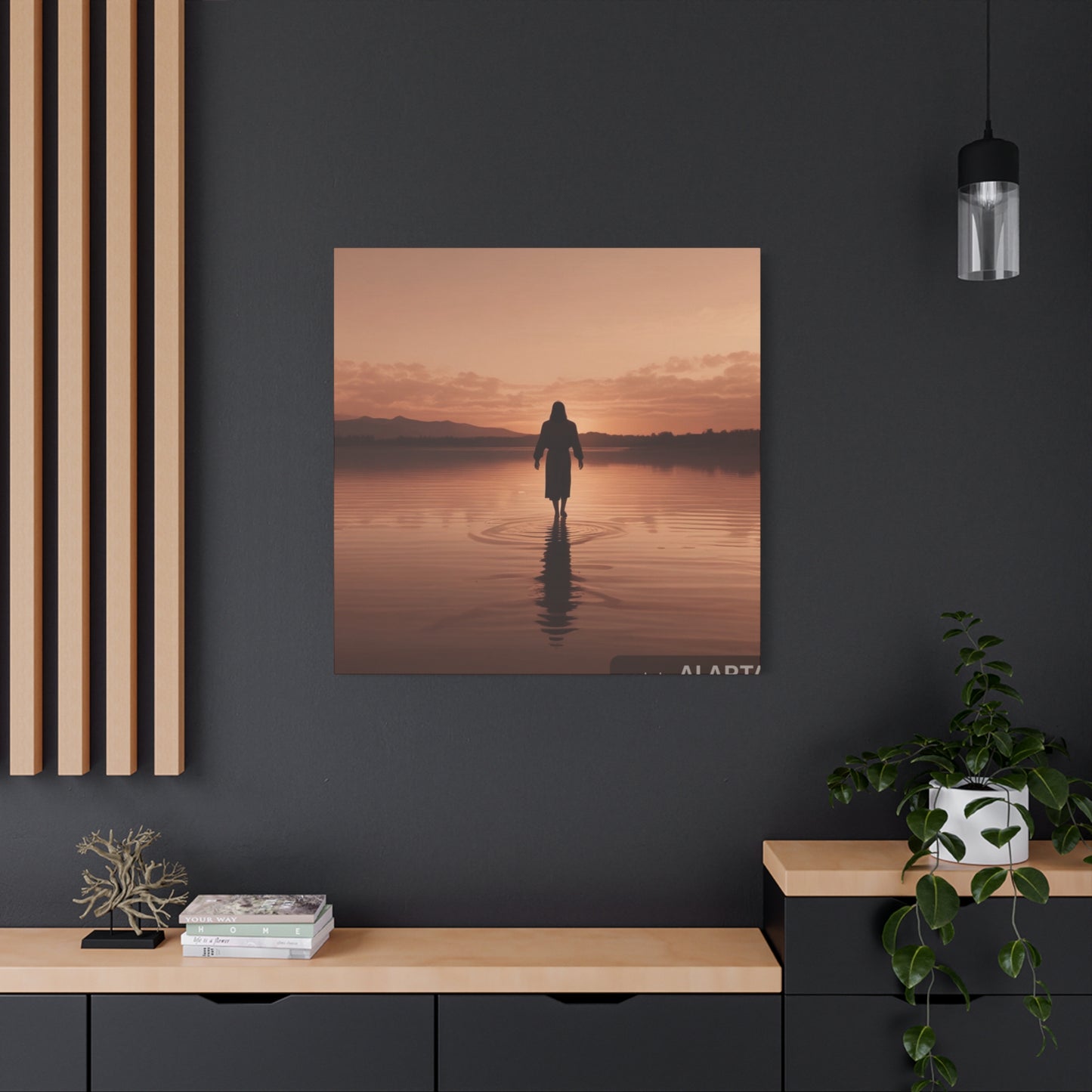 Serene Sunset Canvas Art - Ethereal Figure at Dusk - Perfect Home Decor for Meditation Spaces