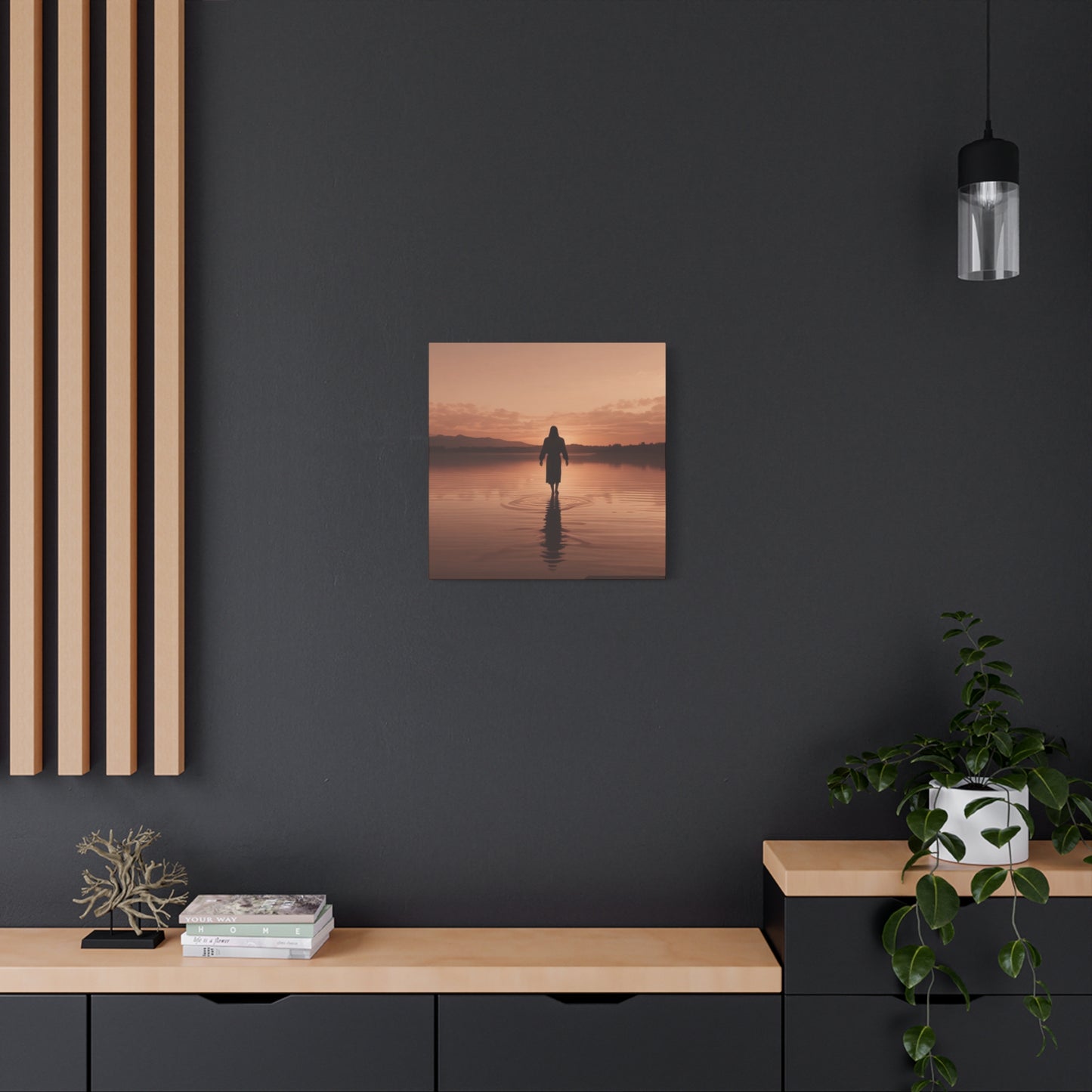 Serene Sunset Canvas Art - Ethereal Figure at Dusk - Perfect Home Decor for Meditation Spaces