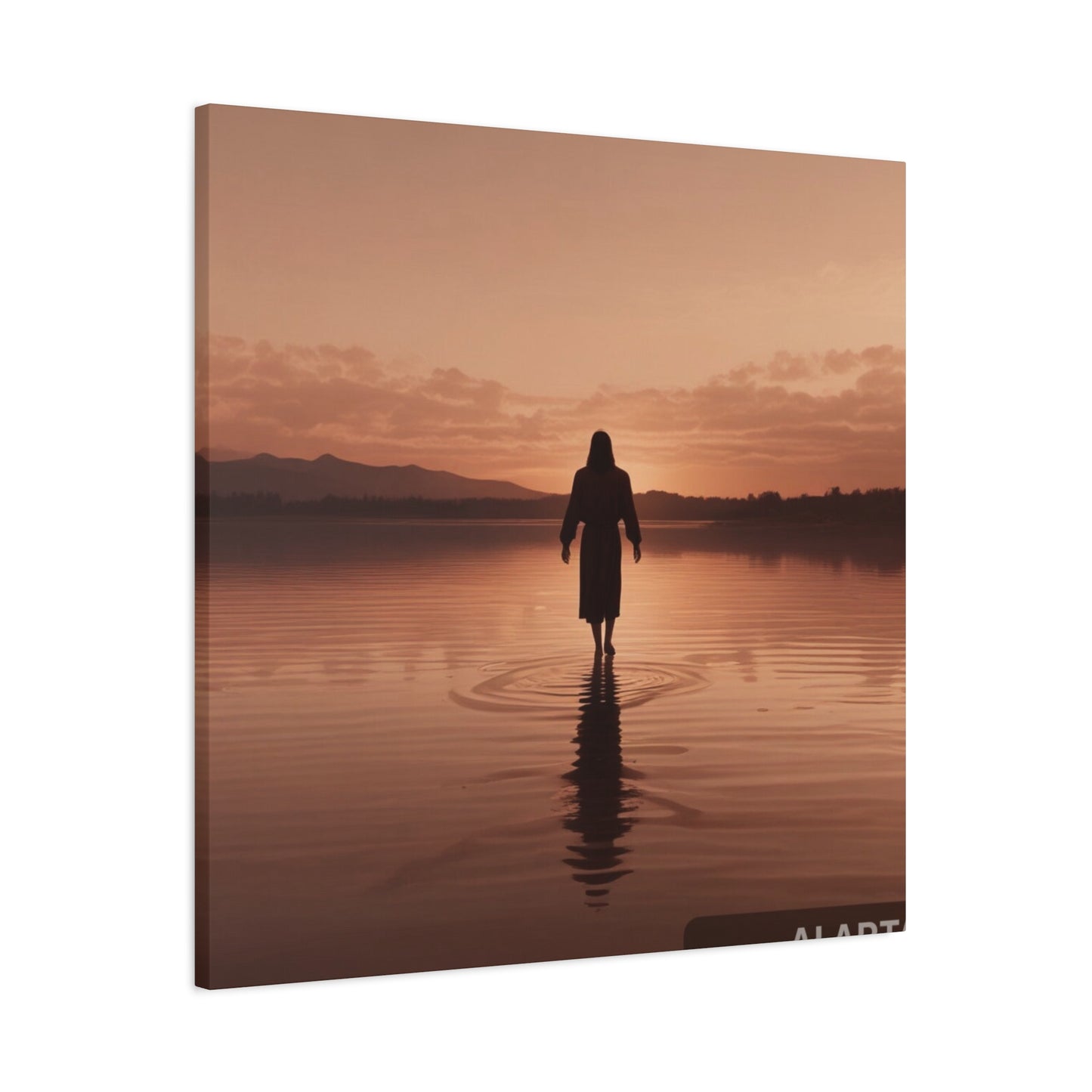 Serene Sunset Canvas Art - Ethereal Figure at Dusk - Perfect Home Decor for Meditation Spaces