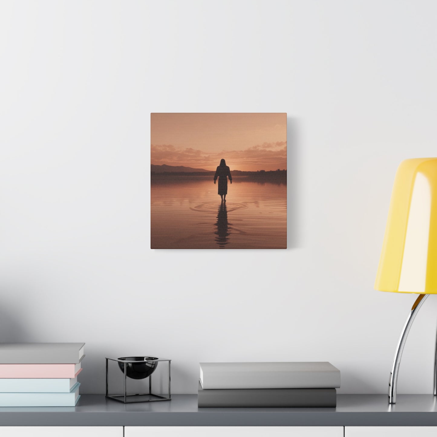 Serene Sunset Canvas Art - Ethereal Figure at Dusk - Perfect Home Decor for Meditation Spaces