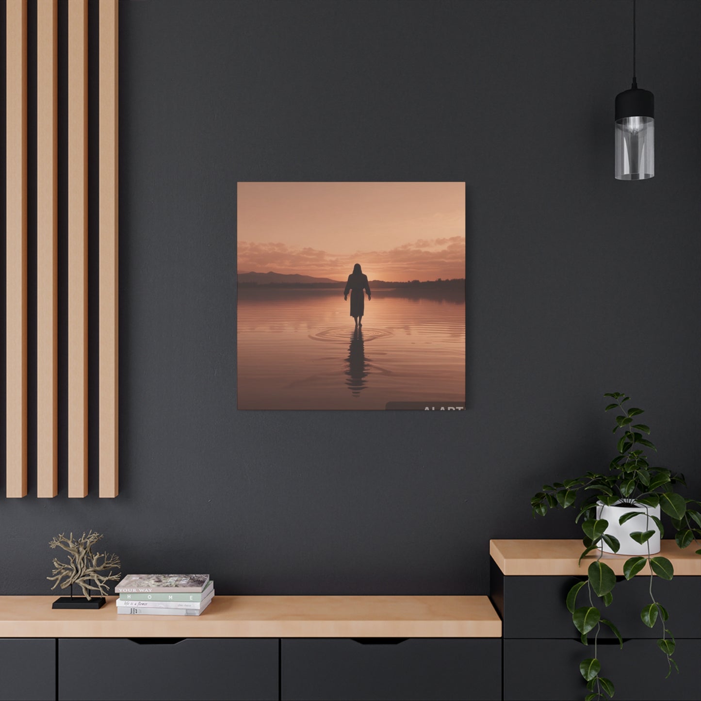 Serene Sunset Canvas Art - Ethereal Figure at Dusk - Perfect Home Decor for Meditation Spaces