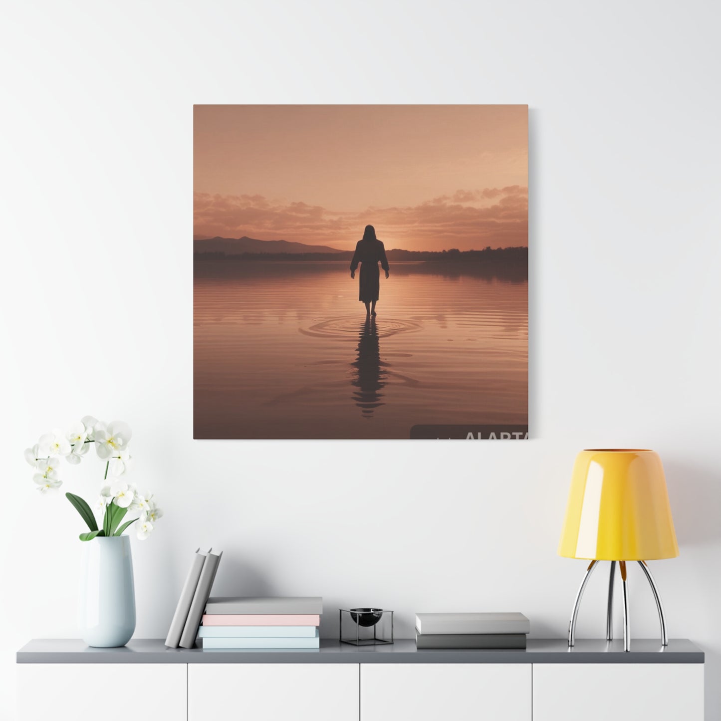 Serene Sunset Canvas Art - Ethereal Figure at Dusk - Perfect Home Decor for Meditation Spaces