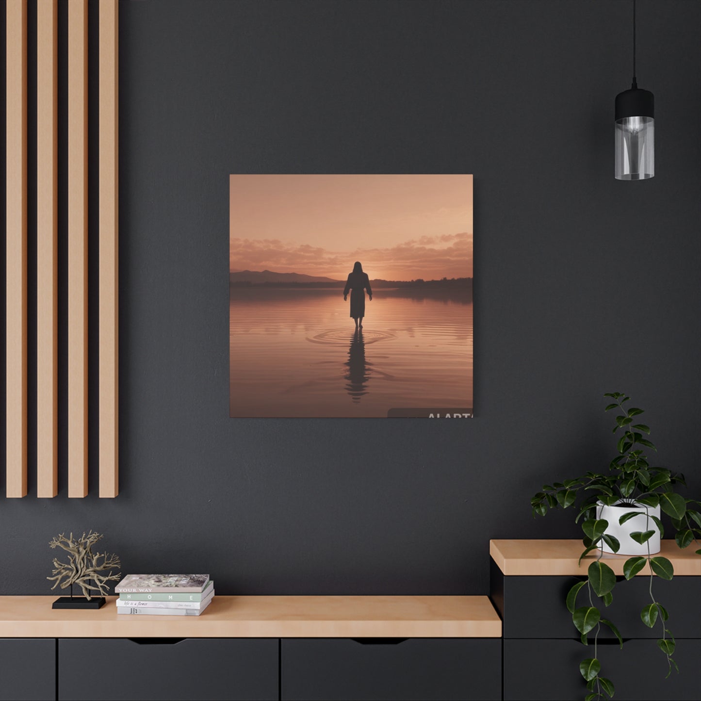 Serene Sunset Canvas Art - Ethereal Figure at Dusk - Perfect Home Decor for Meditation Spaces