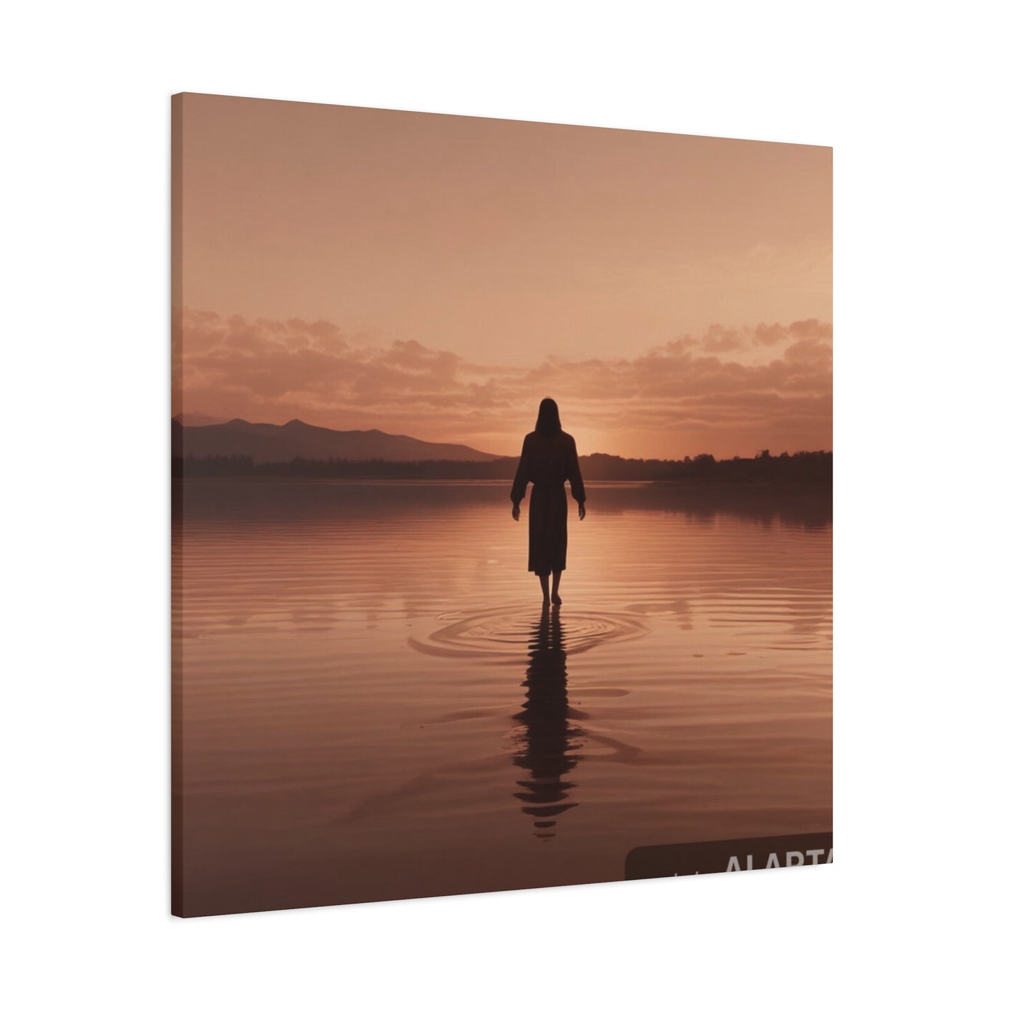 Serene Sunset Canvas Art - Ethereal Figure at Dusk - Perfect Home Decor for Meditation Spaces