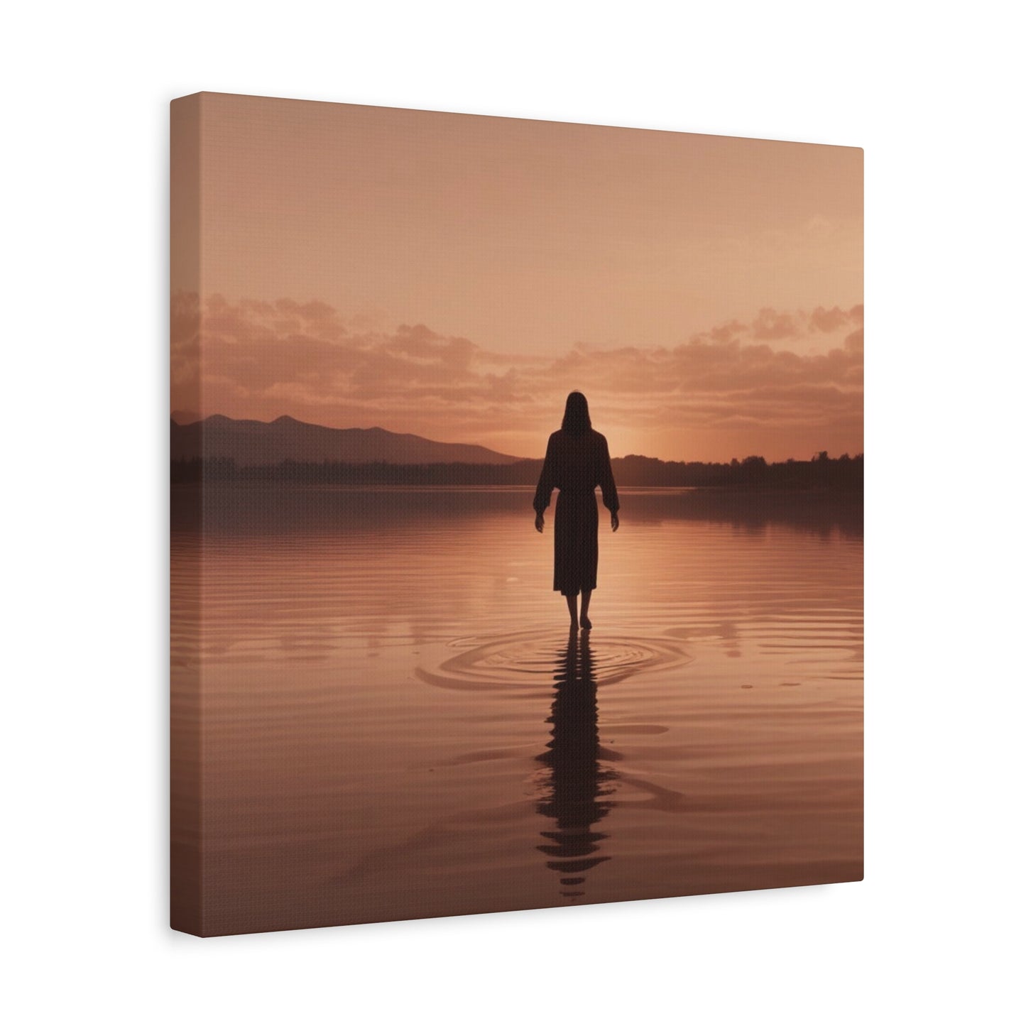 Serene Sunset Canvas Art - Ethereal Figure at Dusk - Perfect Home Decor for Meditation Spaces