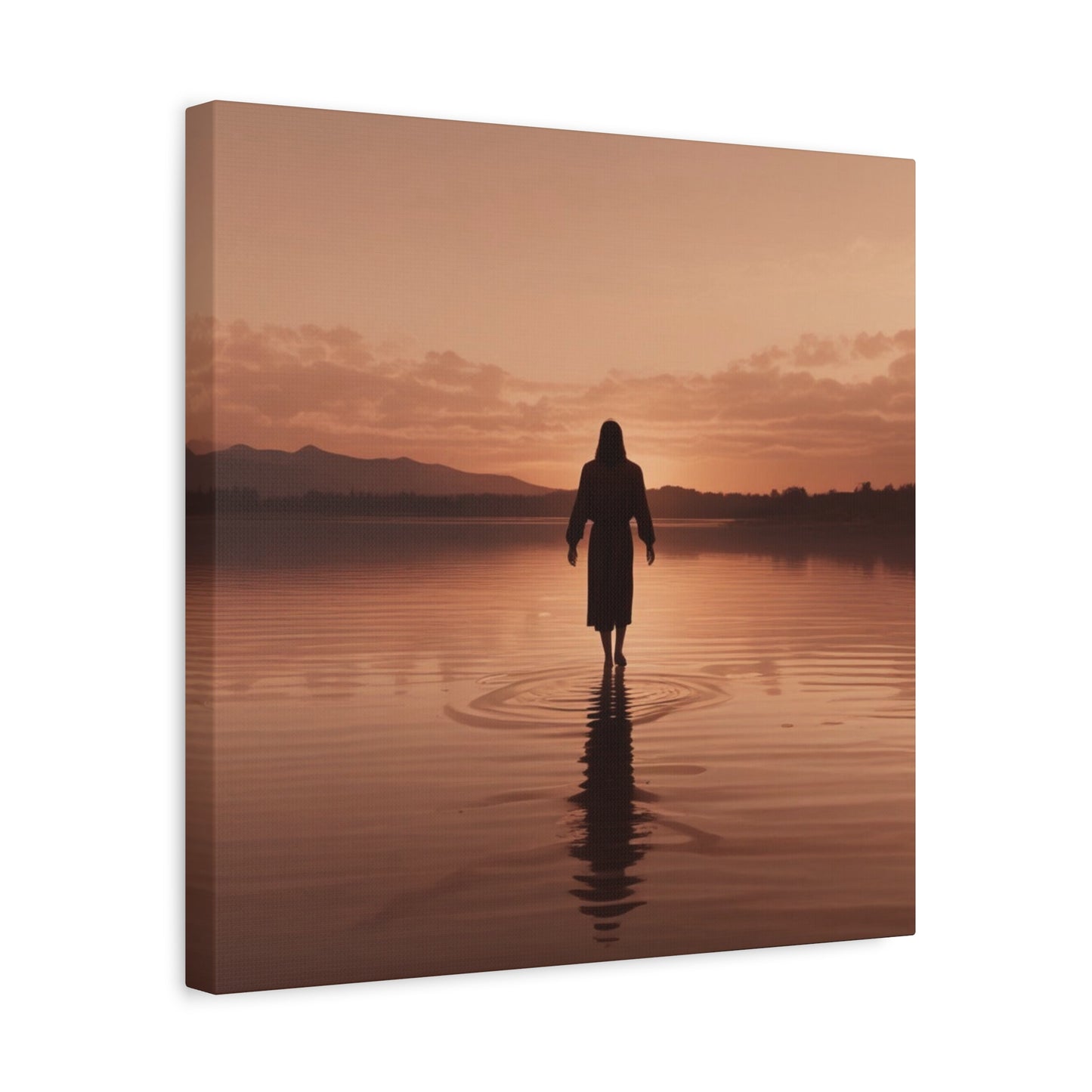 Serene Sunset Canvas Art - Ethereal Figure at Dusk - Perfect Home Decor for Meditation Spaces