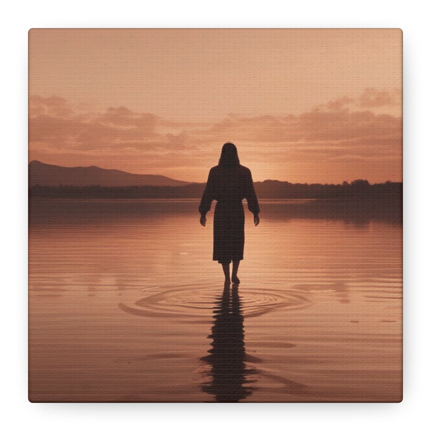 Serene Sunset Canvas Art - Ethereal Figure at Dusk - Perfect Home Decor for Meditation Spaces