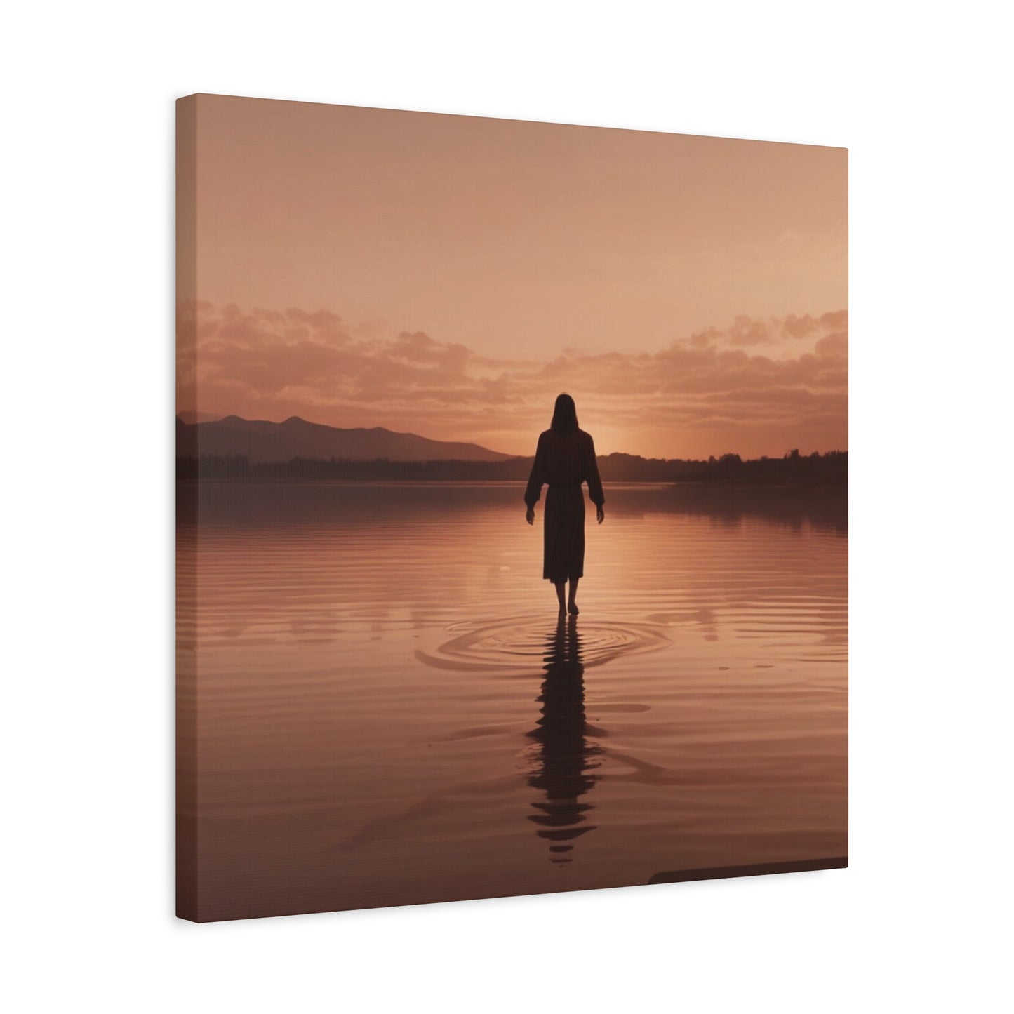 Serene Sunset Canvas Art - Ethereal Figure at Dusk - Perfect Home Decor for Meditation Spaces