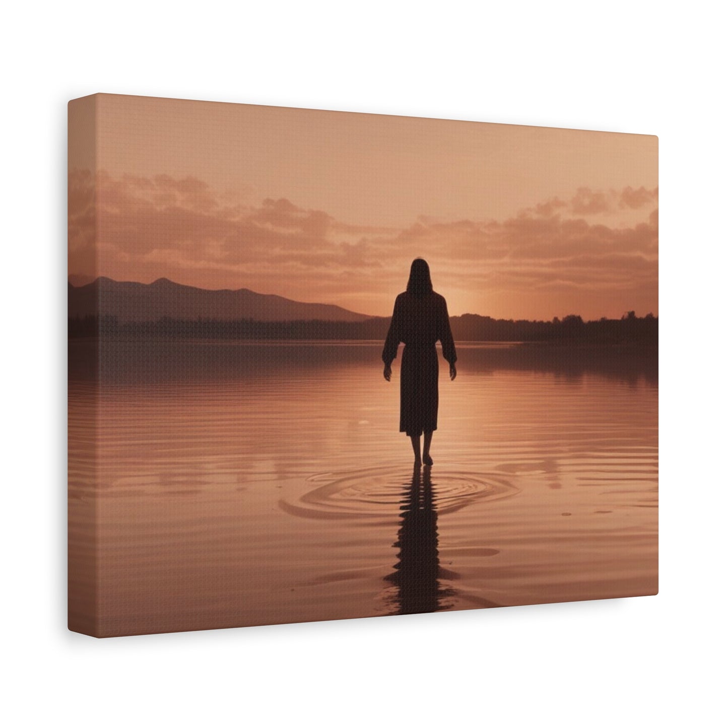 Serene Sunset Canvas Art - Ethereal Figure at Dusk - Perfect Home Decor for Meditation Spaces