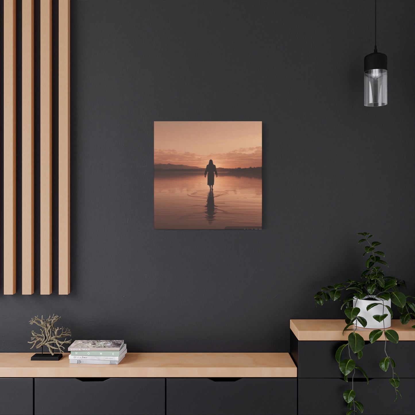 Serene Sunset Canvas Art - Ethereal Figure at Dusk - Perfect Home Decor for Meditation Spaces