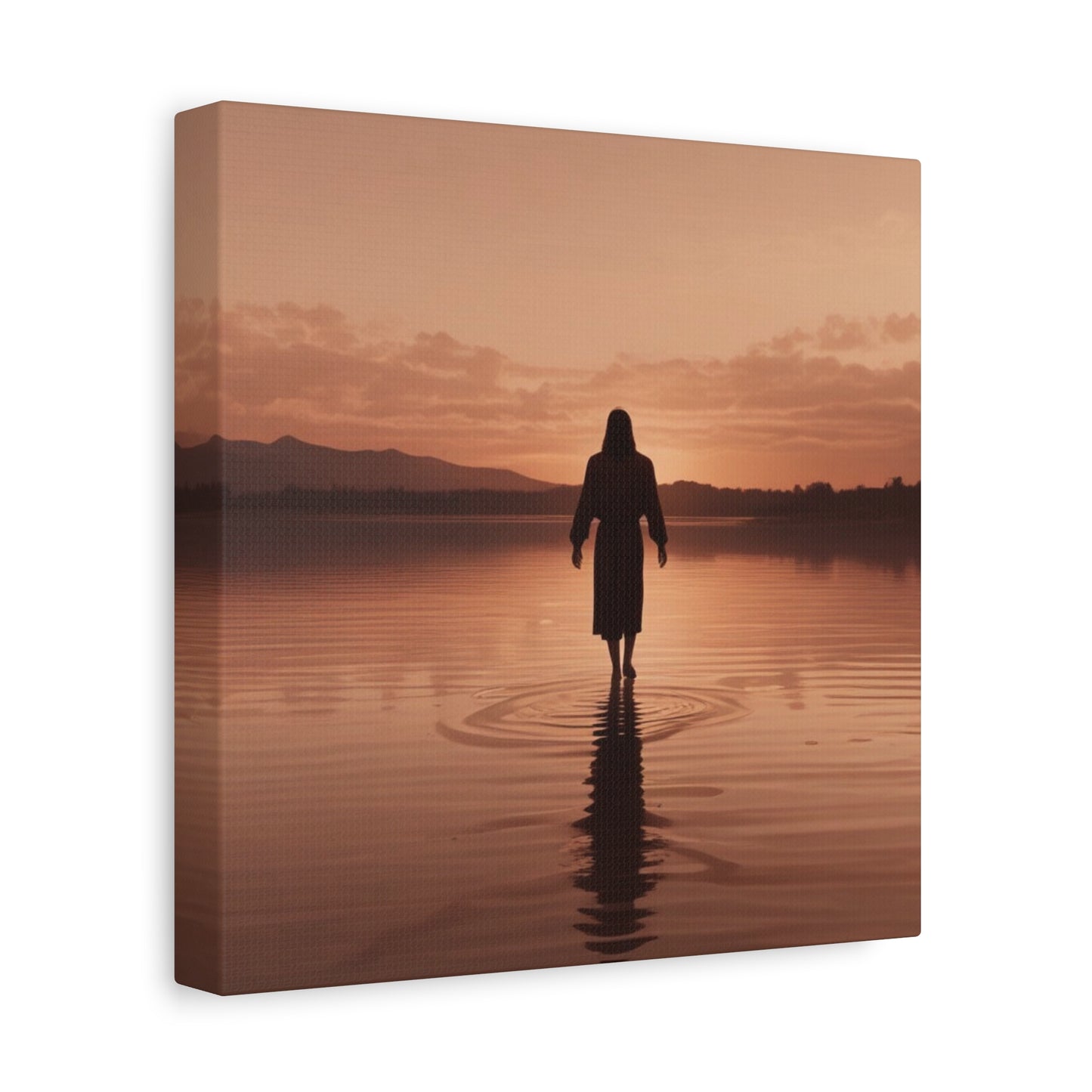 Serene Sunset Canvas Art - Ethereal Figure at Dusk - Perfect Home Decor for Meditation Spaces