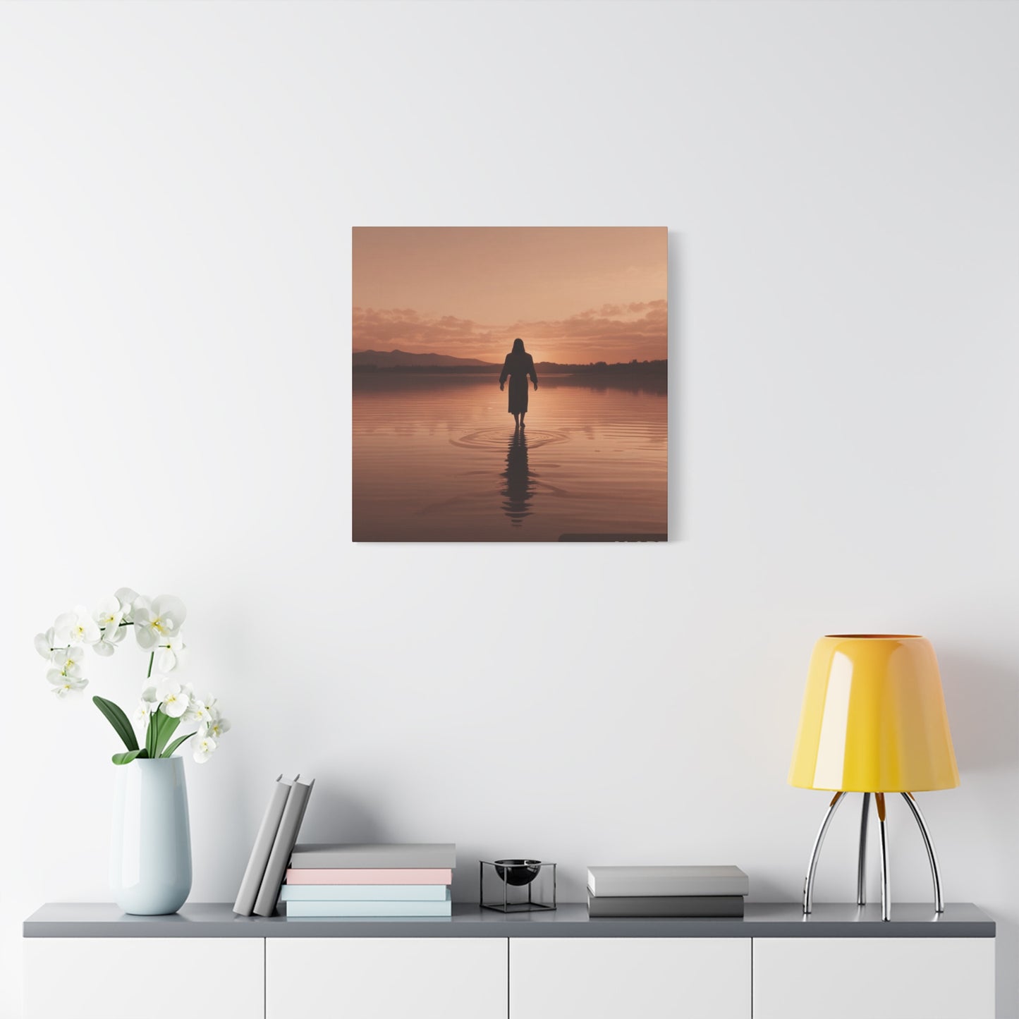 Serene Sunset Canvas Art - Ethereal Figure at Dusk - Perfect Home Decor for Meditation Spaces