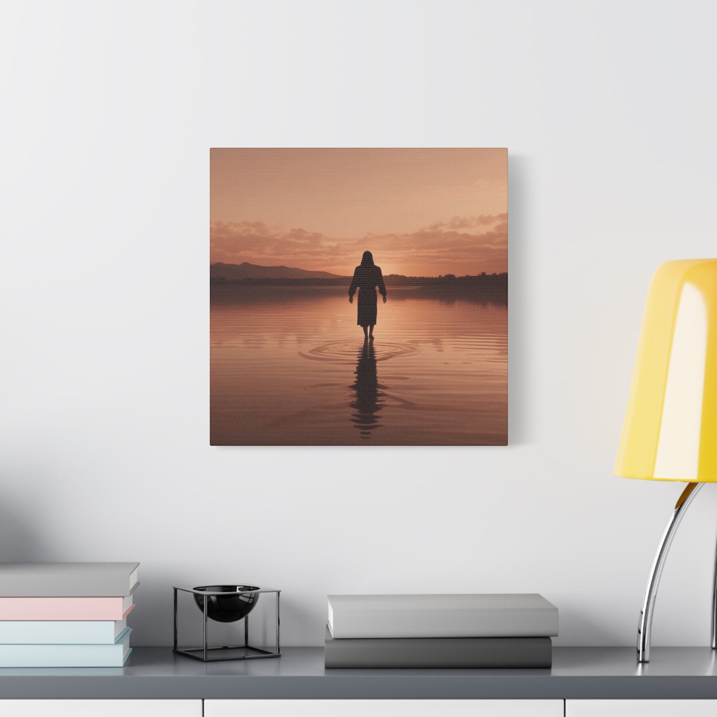 Serene Sunset Canvas Art - Ethereal Figure at Dusk - Perfect Home Decor for Meditation Spaces