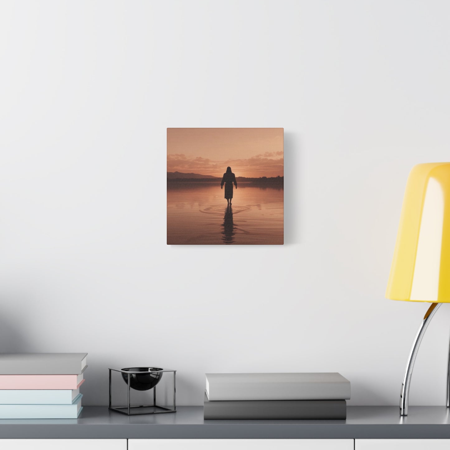 Serene Sunset Canvas Art - Ethereal Figure at Dusk - Perfect Home Decor for Meditation Spaces