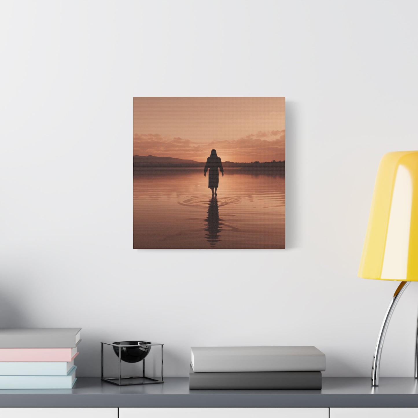 Serene Sunset Canvas Art - Ethereal Figure at Dusk - Perfect Home Decor for Meditation Spaces