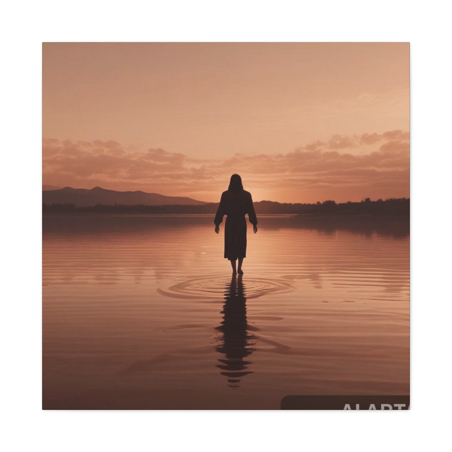 Serene Sunset Canvas Art - Ethereal Figure at Dusk - Perfect Home Decor for Meditation Spaces