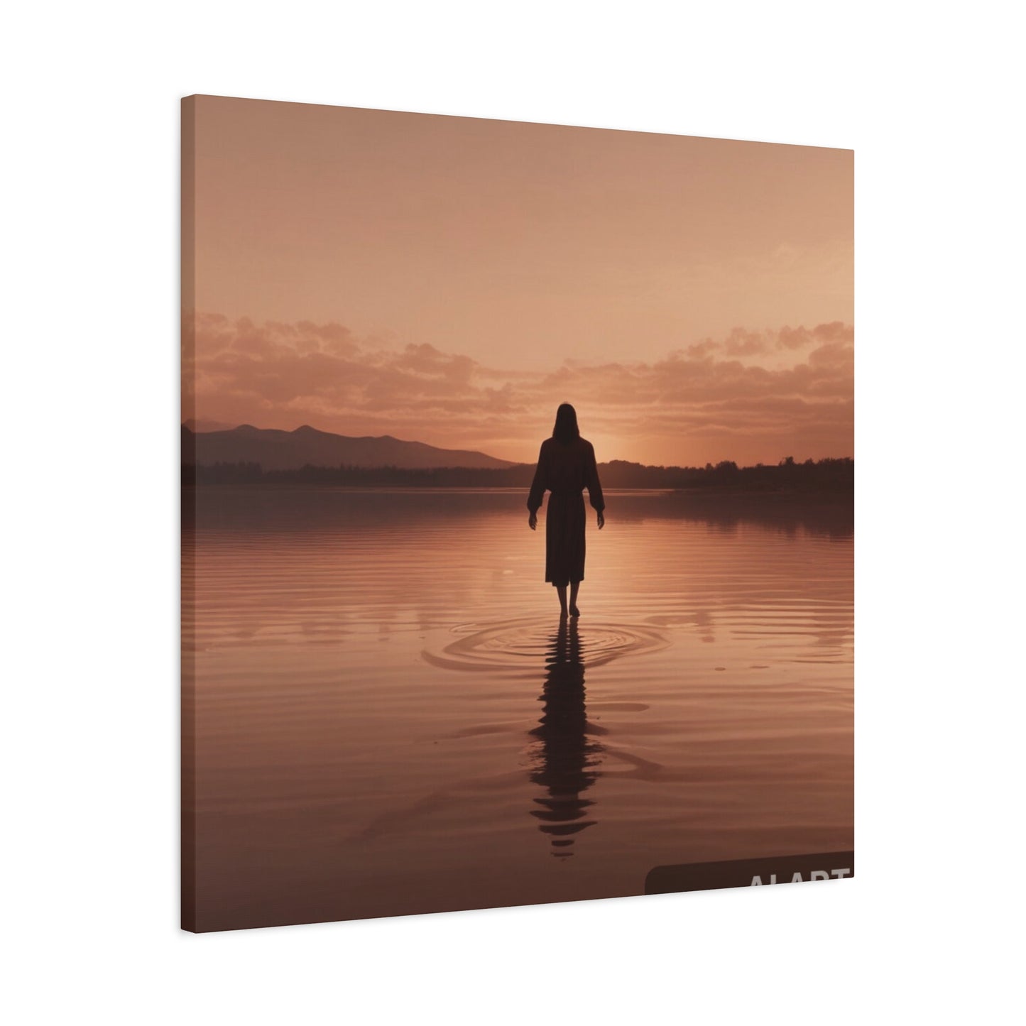 Serene Sunset Canvas Art - Ethereal Figure at Dusk - Perfect Home Decor for Meditation Spaces