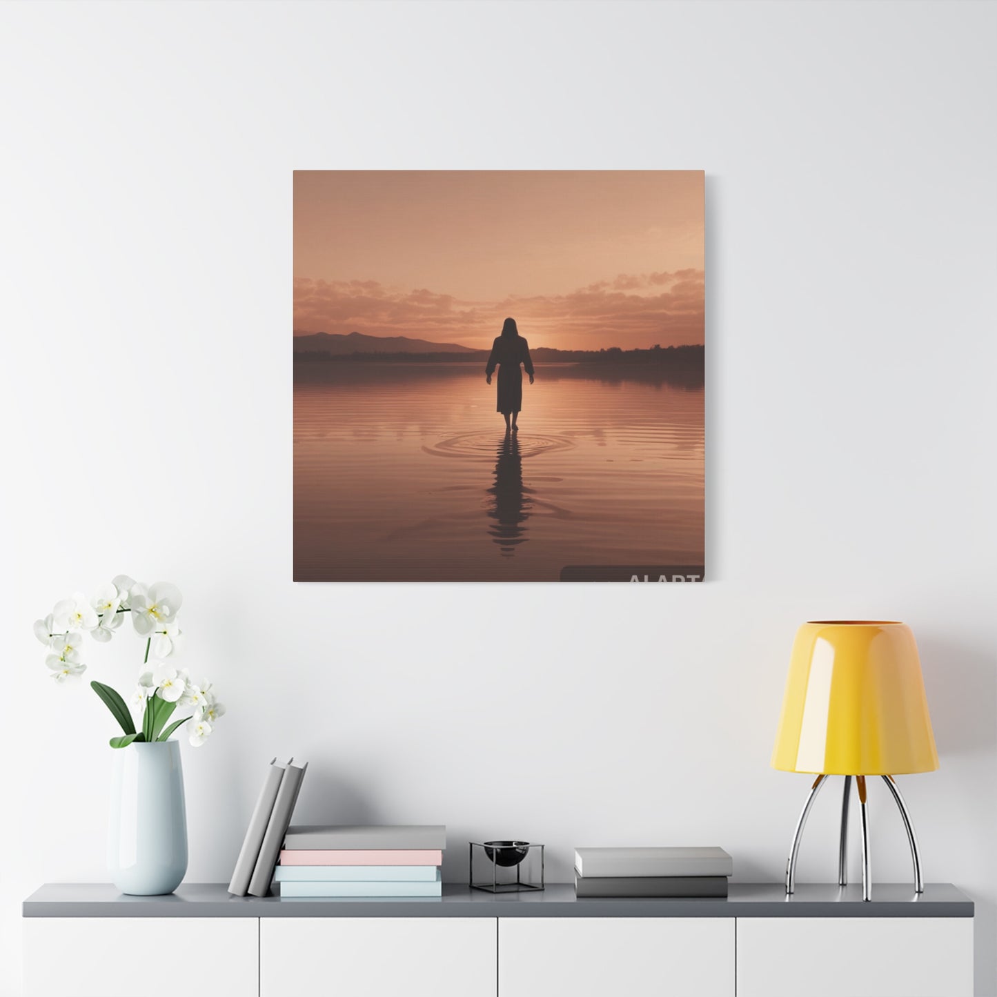 Serene Sunset Canvas Art - Ethereal Figure at Dusk - Perfect Home Decor for Meditation Spaces