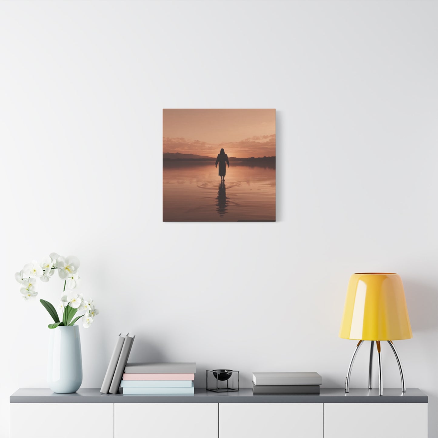 Serene Sunset Canvas Art - Ethereal Figure at Dusk - Perfect Home Decor for Meditation Spaces